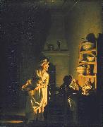 pehr hillestrom Testing Eggs. Interior of a Kitchen France oil painting artist